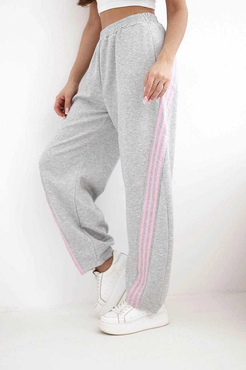 Дамски вискозен панталон със сиво-сребрист колан