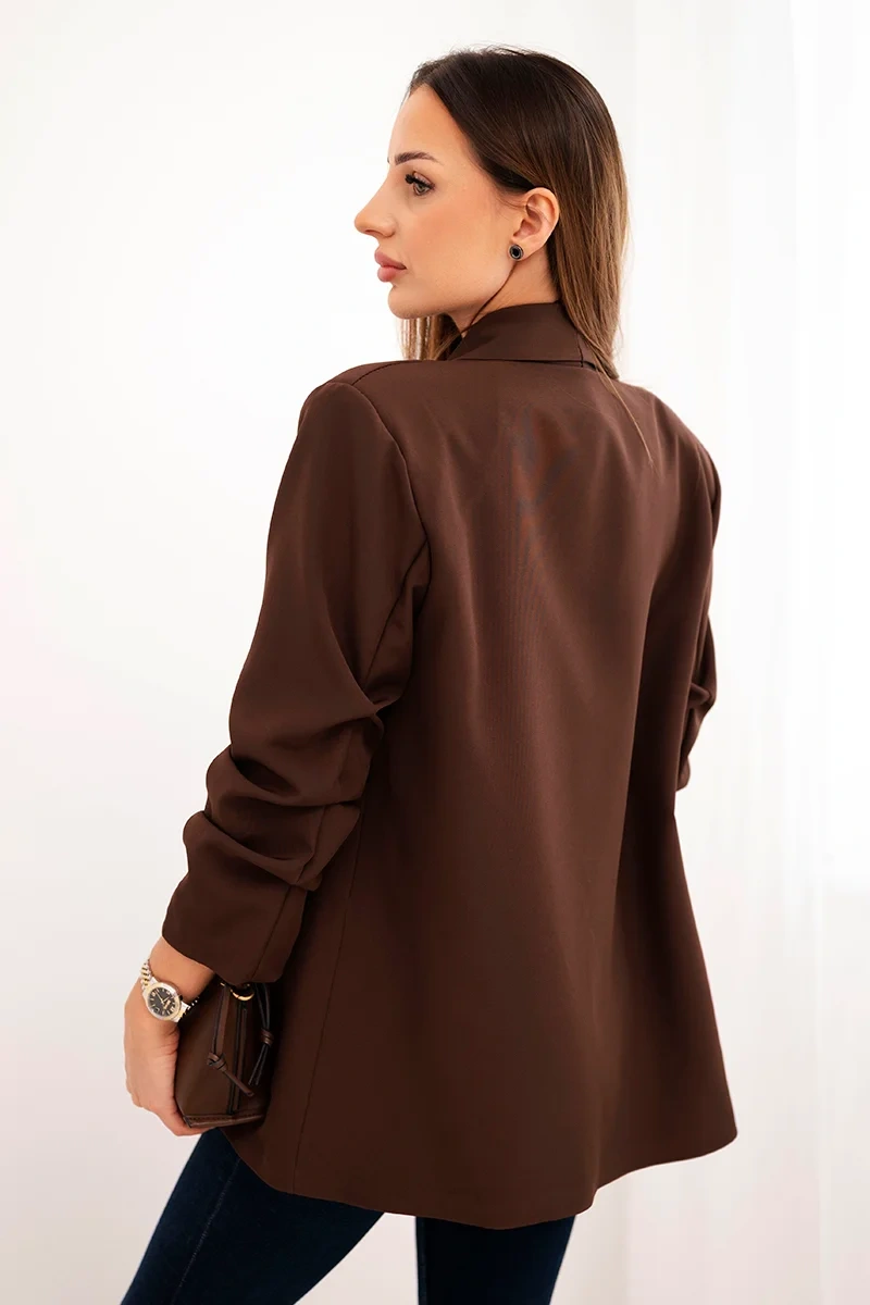 Kesi Włoski Elegantná sako s klopami hnedá