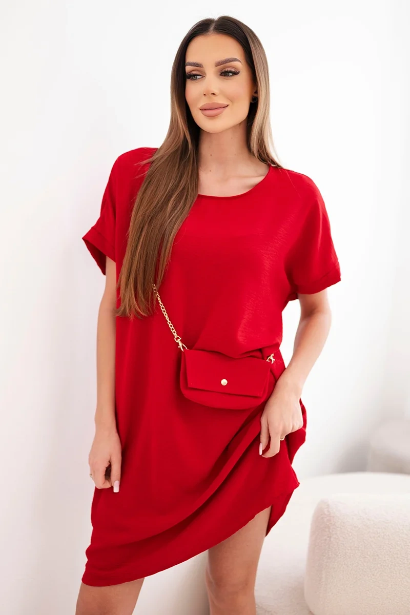 Дамска рокля с къс ръкав и чанта Kesi