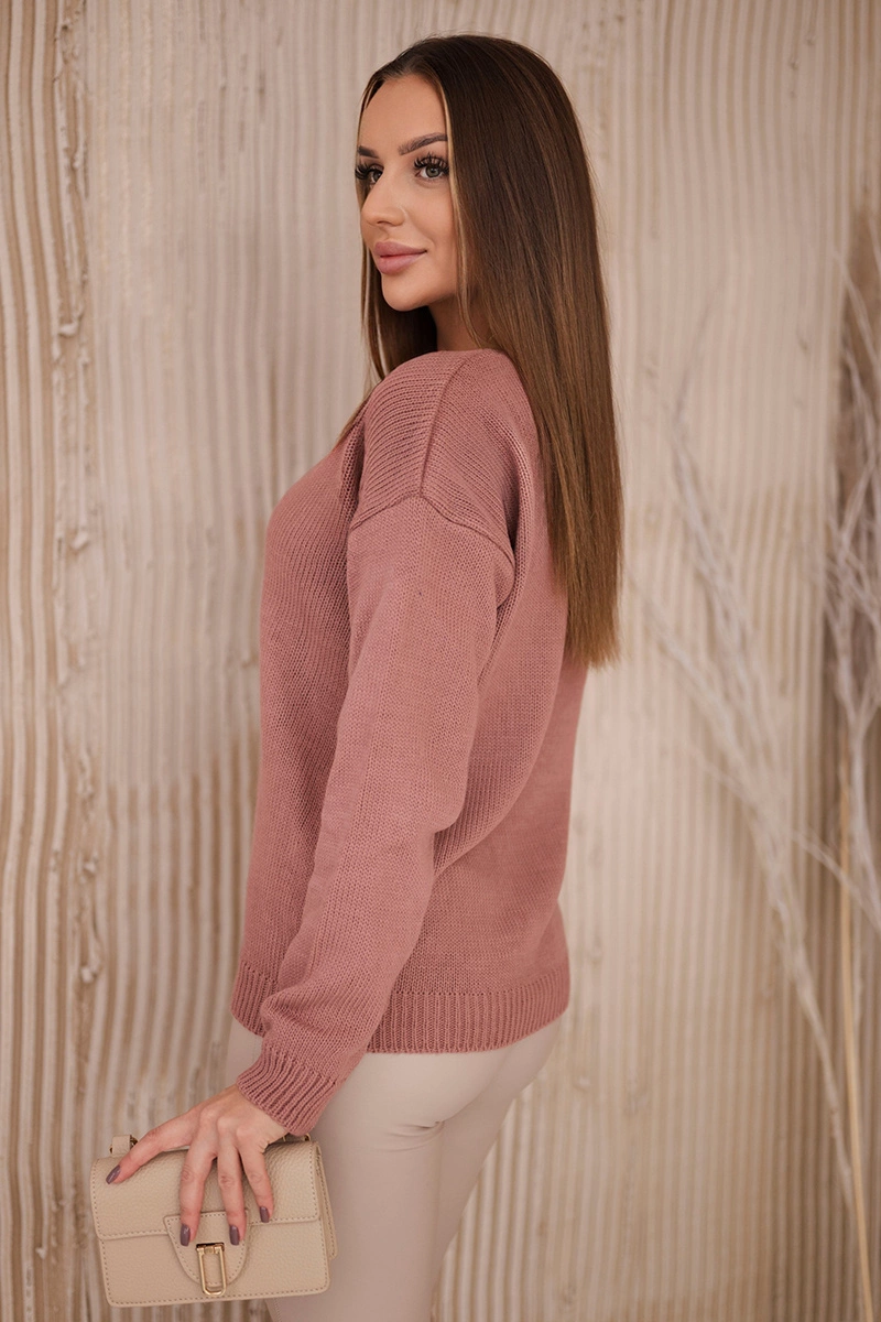 V-neck sweater dark pink