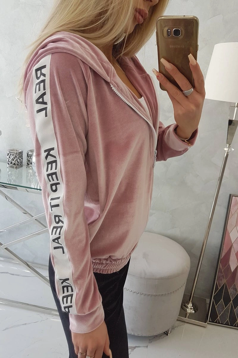 Kesi Velor sweatshirt with a hood powdered pink