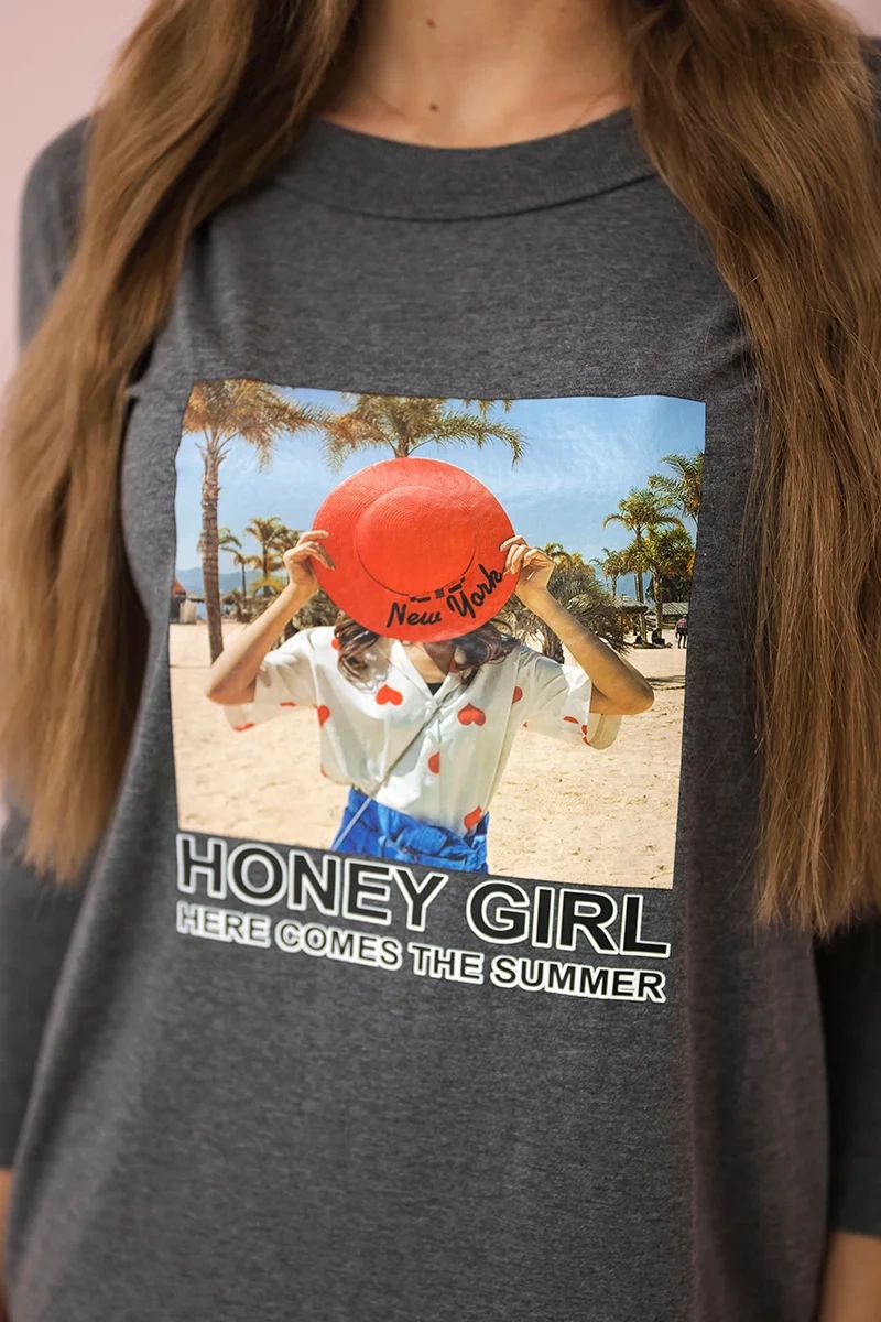 Honey girl graphite print dress