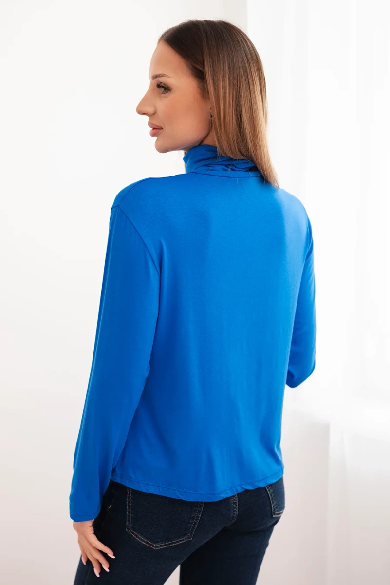 Kesi Włoski Women's viscose blouse with a turtleneck and long sleeves cobalt blue