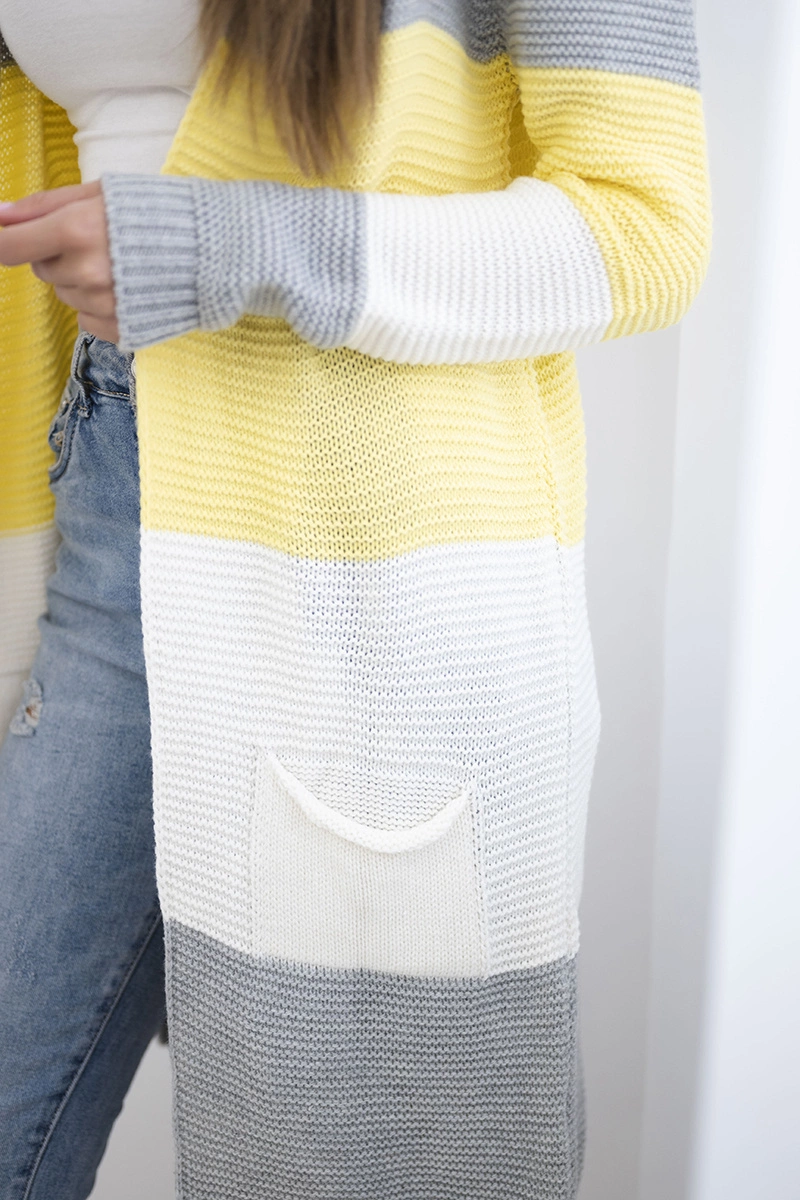 Cardigan sweater on straps gray+yellow