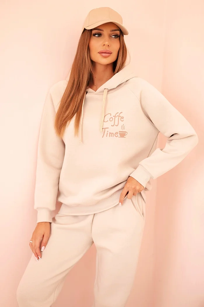 Polski Women&#039;s cotton insulated set with print beige