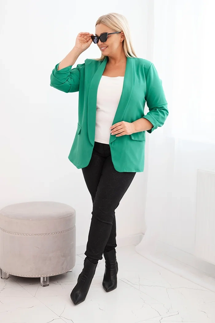 Kesi Włoski Dámska sako Plus Size bez zapínania s podšívkou XL/2XL zelená