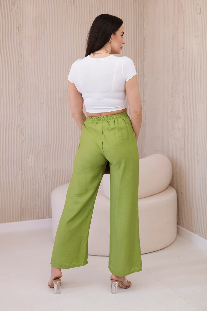 Wide viscose trousers olive