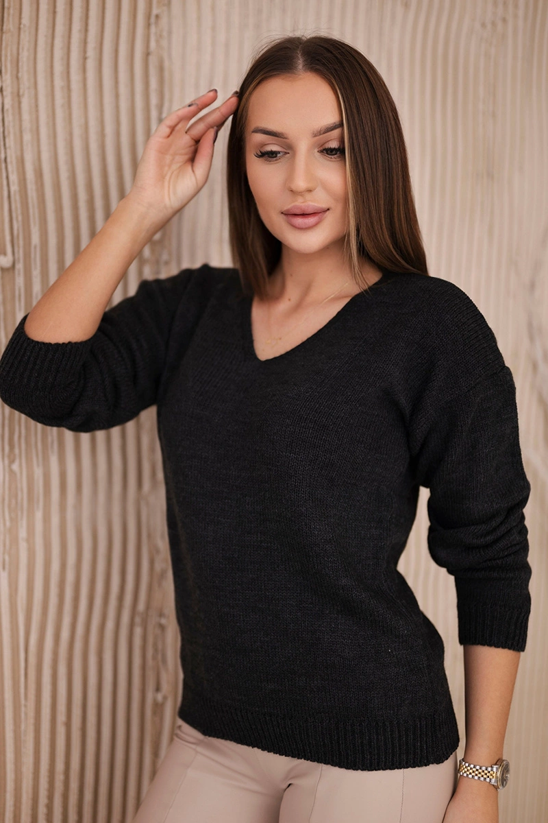 Graphite V-neck sweater