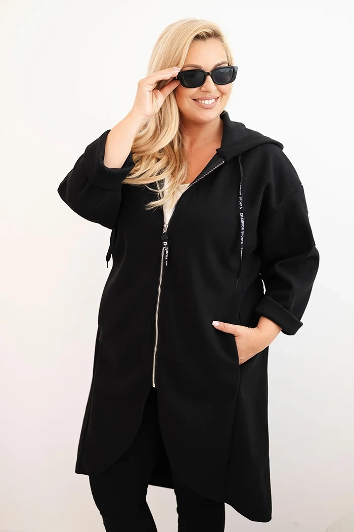 Kesi Włoski Elegant Plus Size womens coat with a collar and large pockets fango