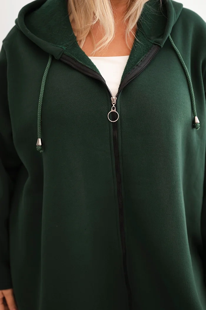 Kesi Women's insulated Plus Size hoodie with a V-neck brown