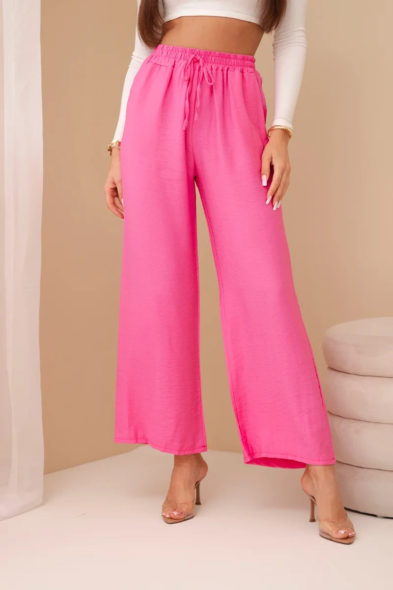 Pink viscose wide trousers