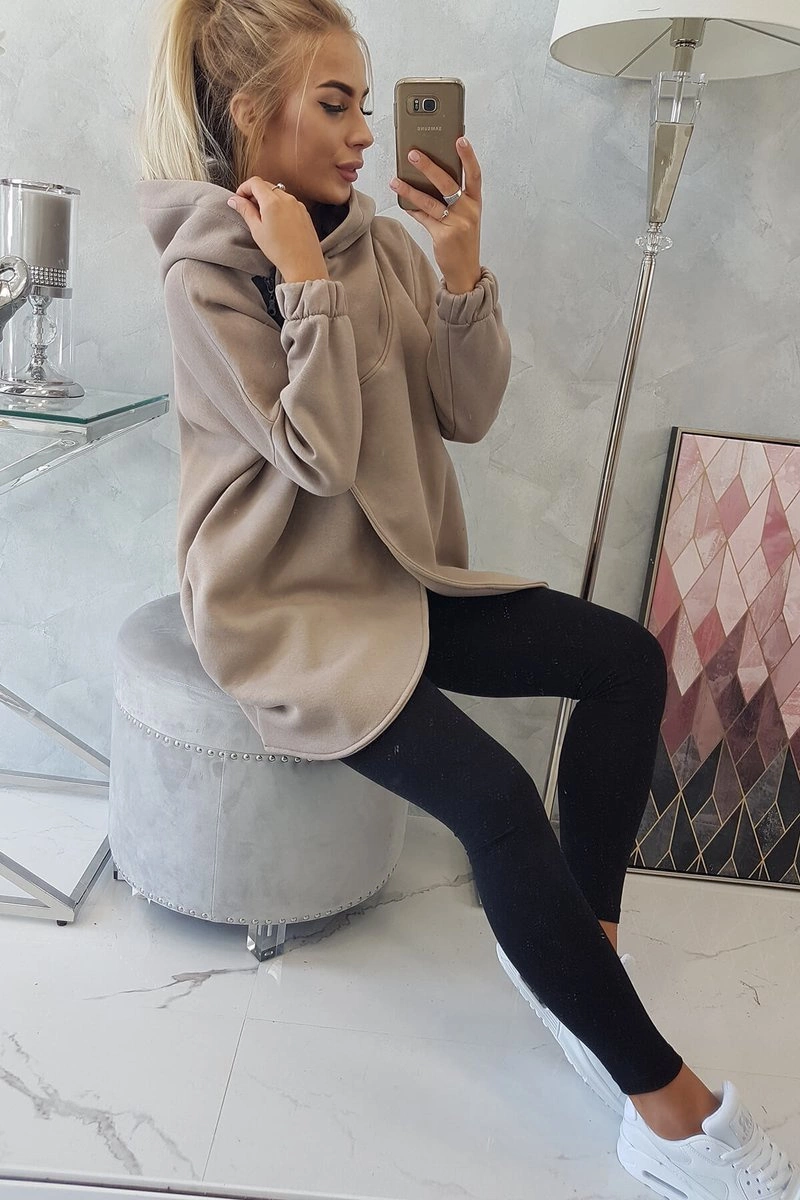 Kesi Sweatshirt with short zipper dark beige