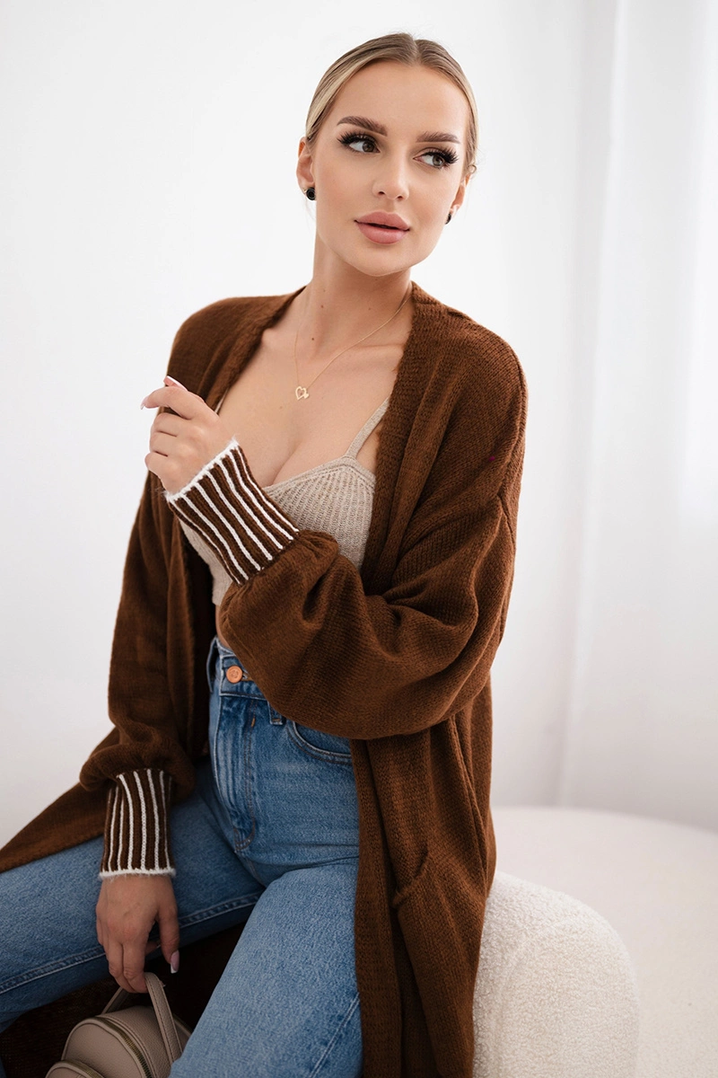 Kesi Włoski Cardigan with pockets brown