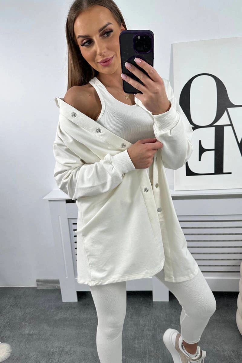 3-piece set of sweatshirt, top and leggings ecru