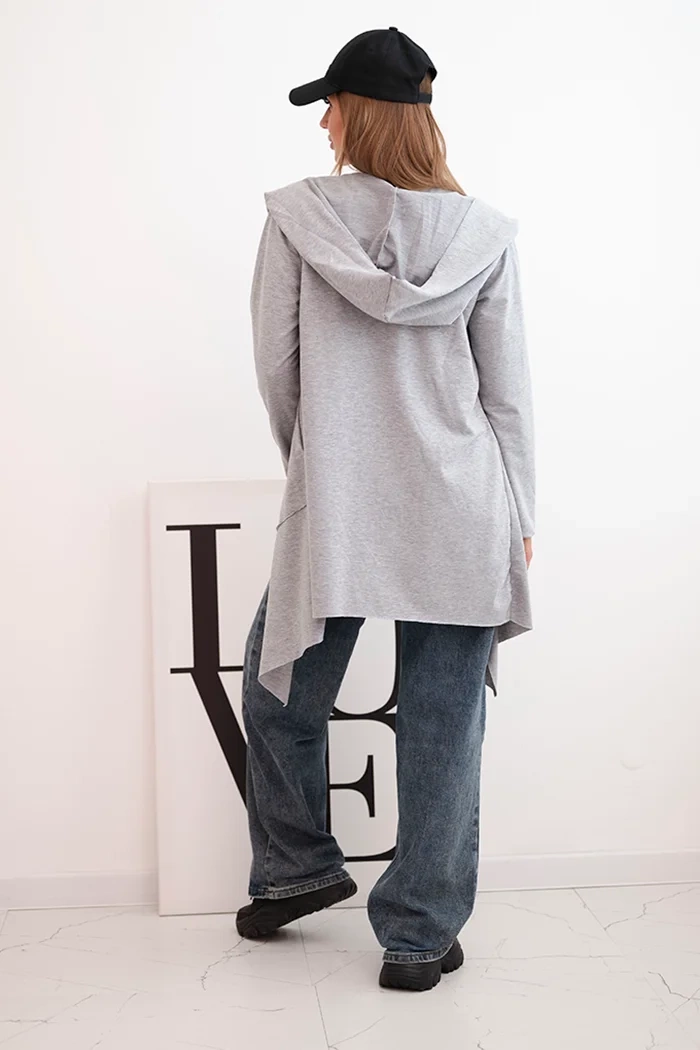 Cape with loose hood in gray color