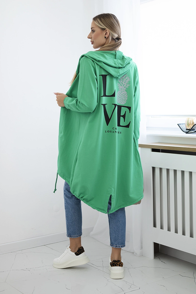 Cardigan with light green print
