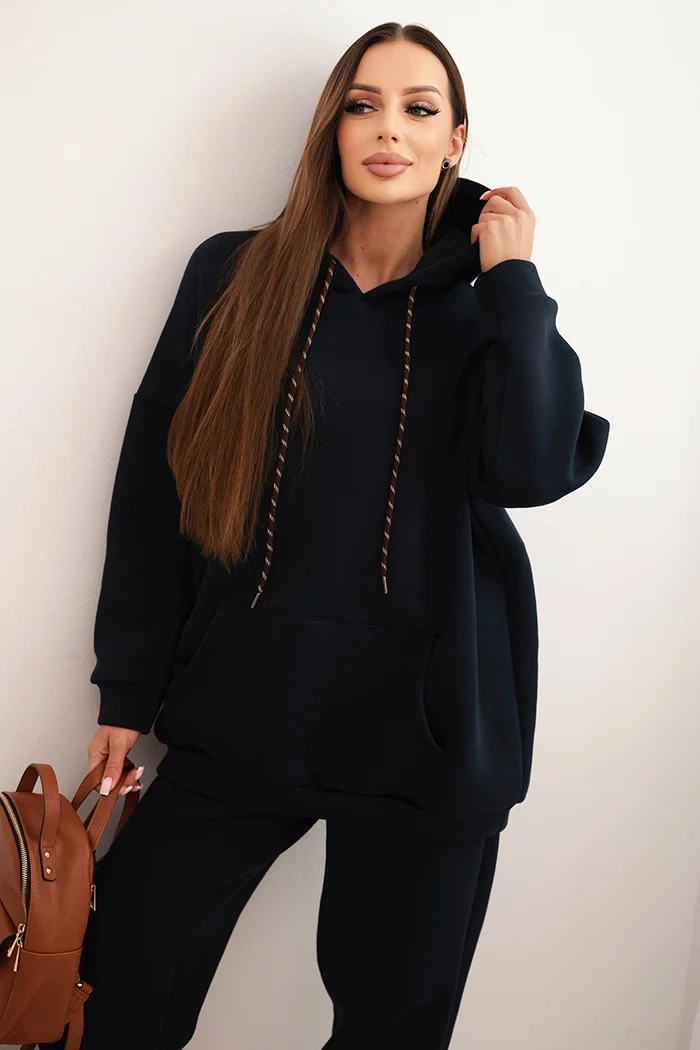 Kesi Włoski Dámsky teplákový komplet zateplený z bavlny s kapucňou granátový