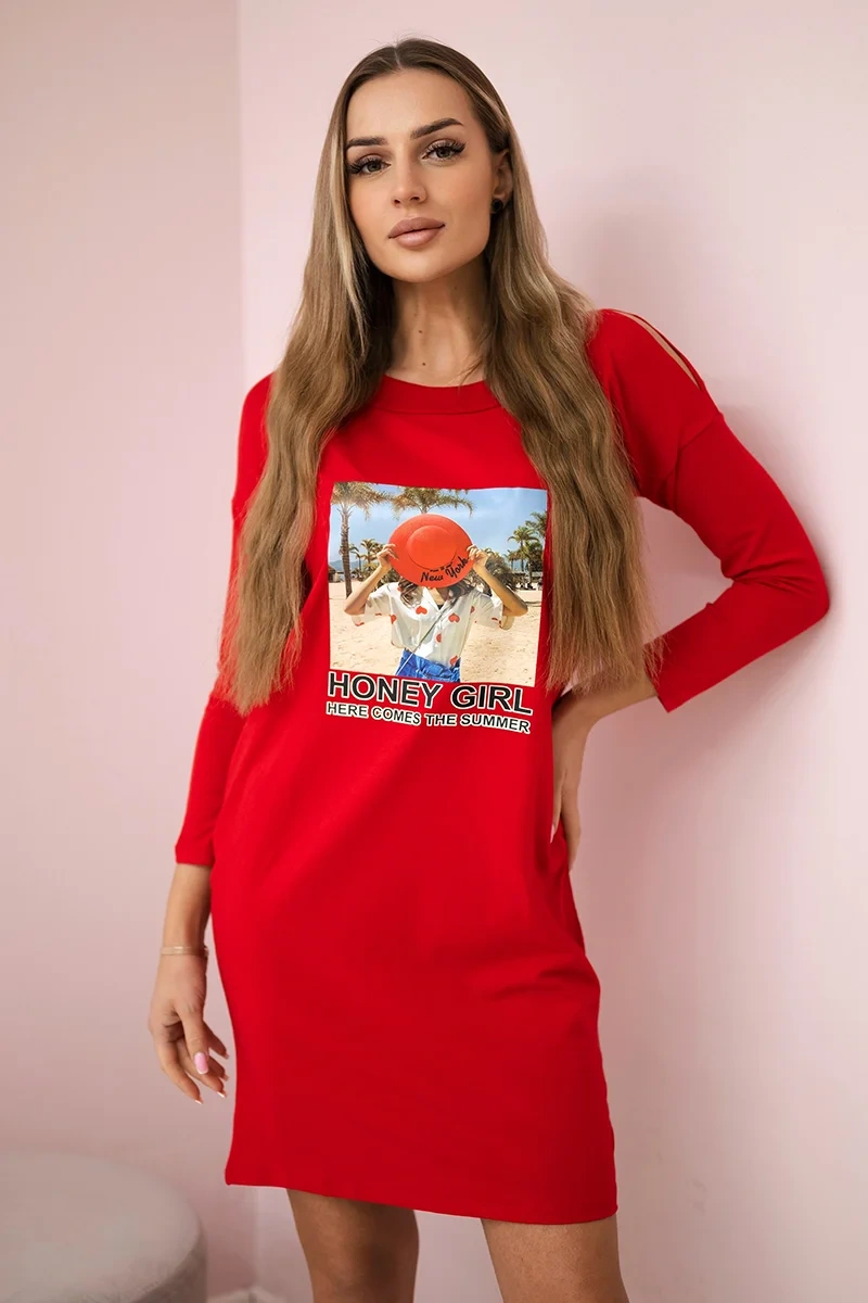 Honey girl red print dress