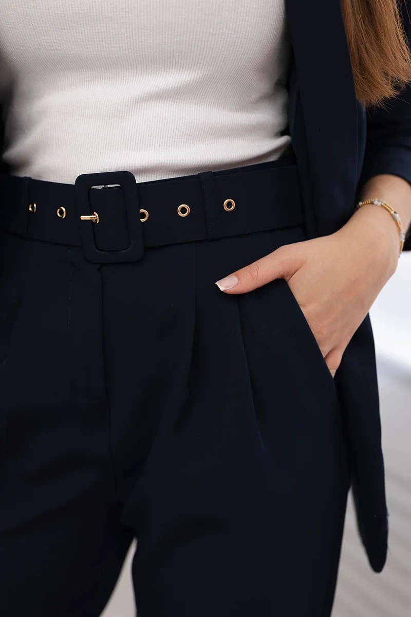 Włoski Elegant set of jackets and trousers navy blue