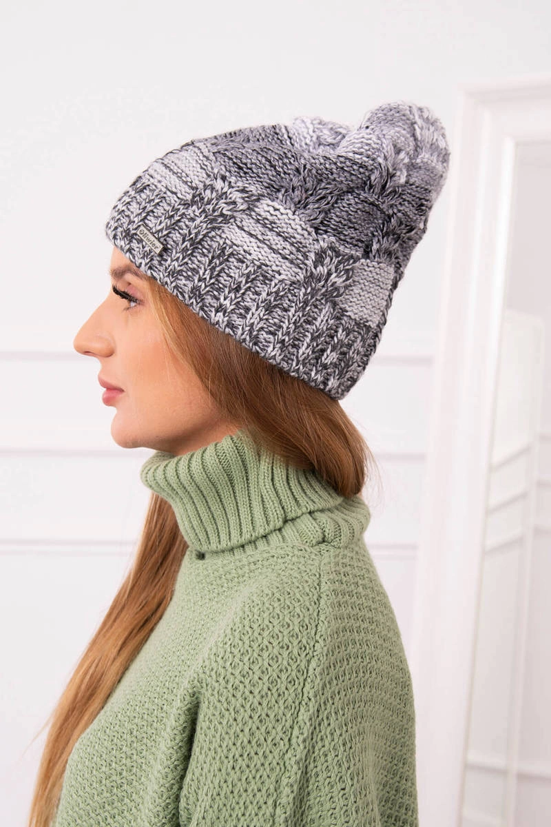 marka niezdefiniowana Cap with fleece Dolores K303 light grey+dark grey+white