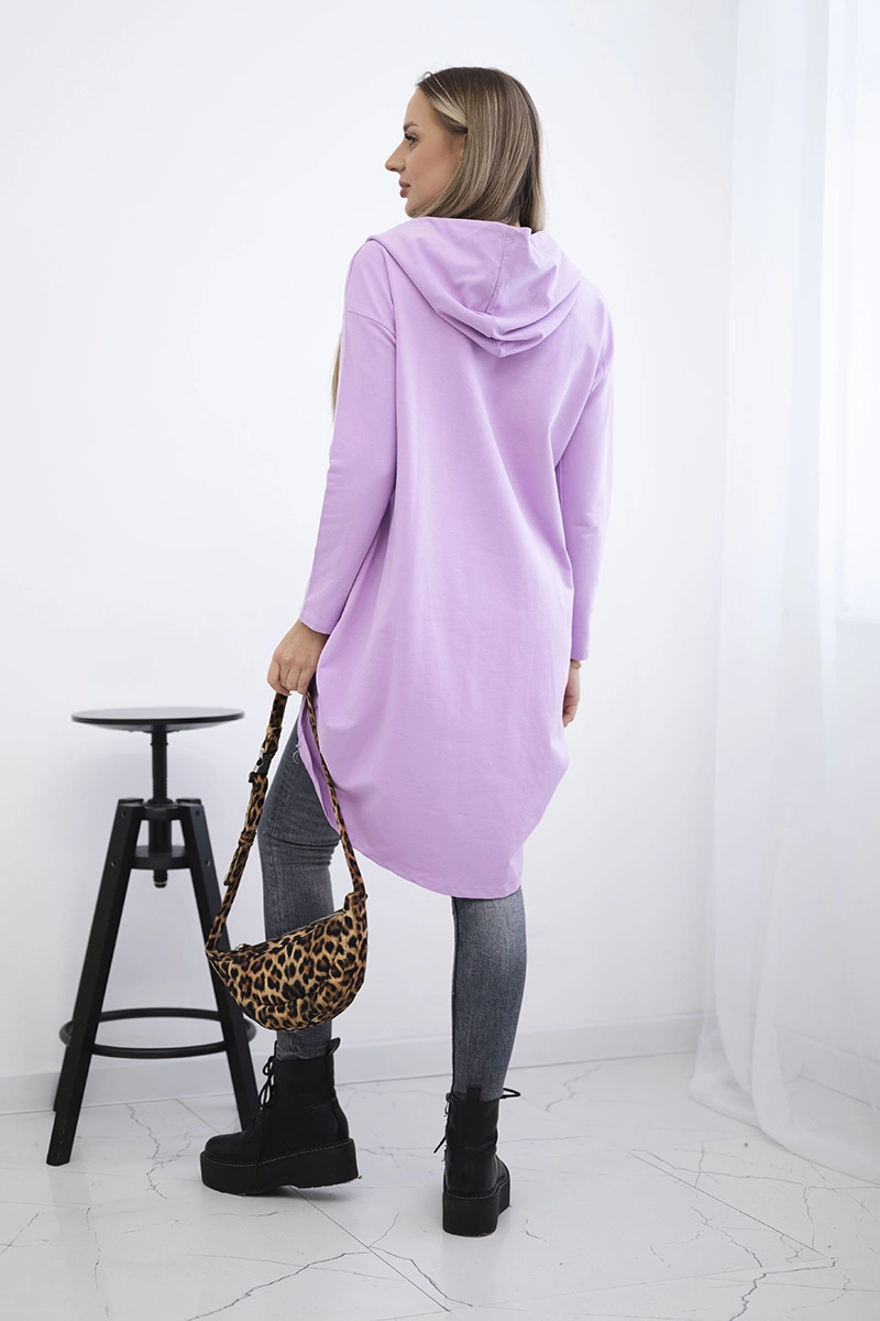 Long back sweatshirt with hood dark purple