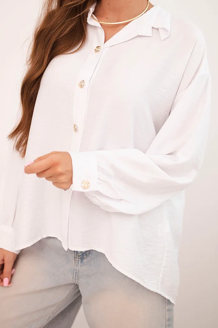 Kesi Włoski Elegant women's viscose shirt with decorative buttons white