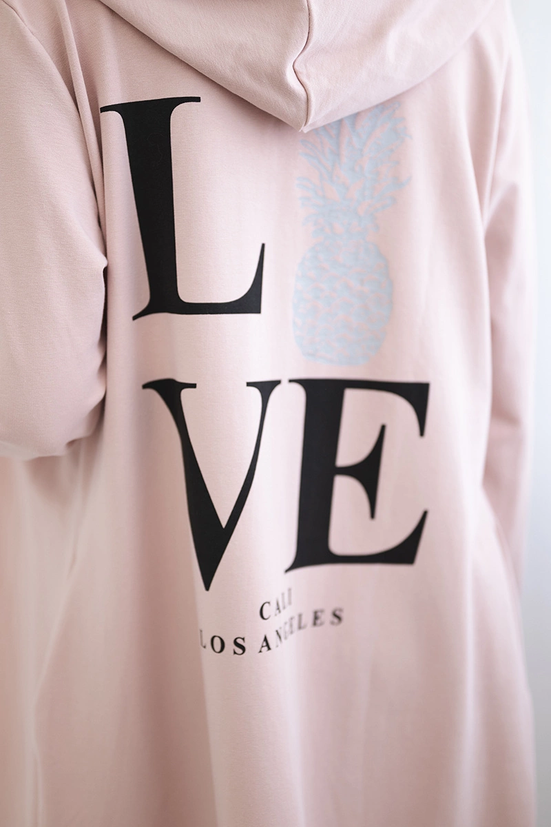 Dark powder pink print cardigan