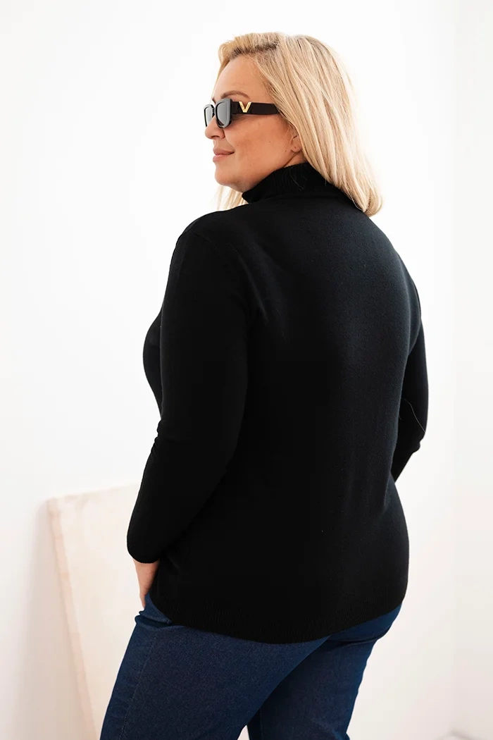 Kesi Włoski Plus Size women's sweater in a classic cut black