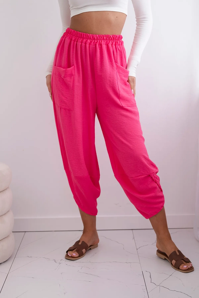 Wide-leg trousers with pockets - pink