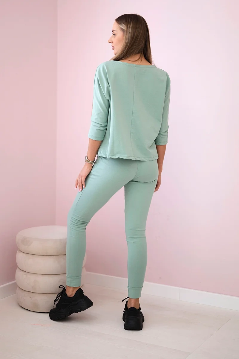Set with Queen dark mint print