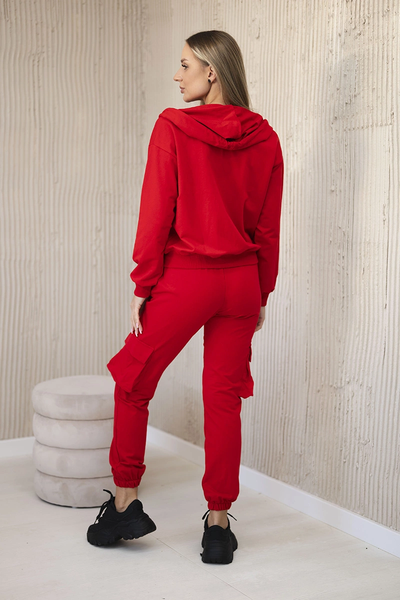 Set 3in1 sweatshirt + top + trousers red