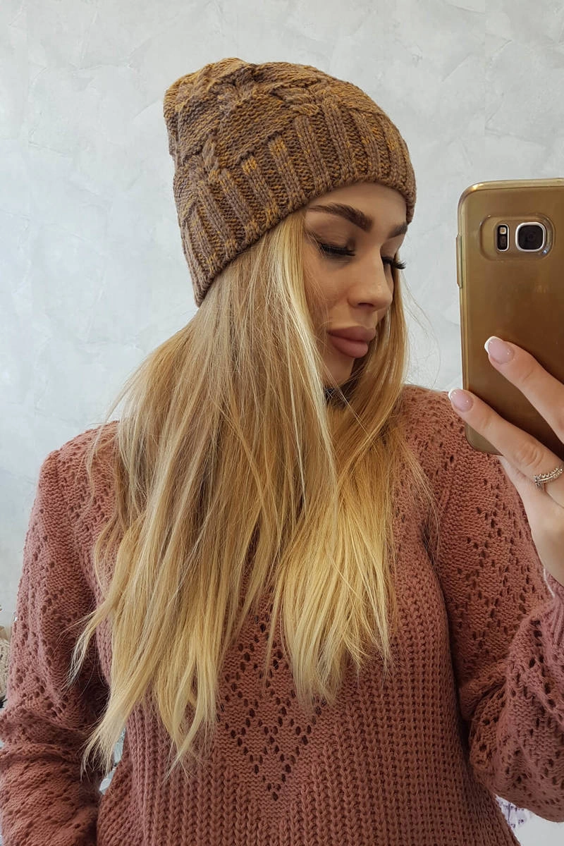 Kesi Cap with fleece Dolores K303 mustard+brown