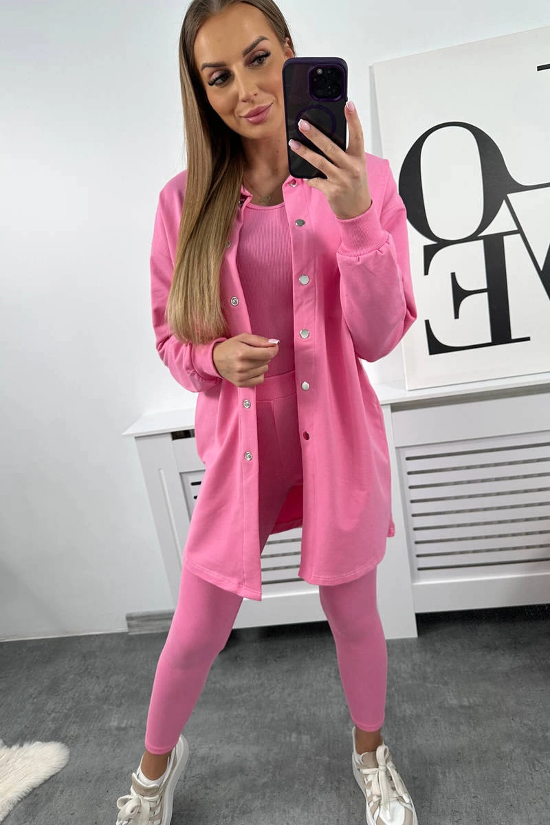 3-piece set of sweatshirt, top and leggings light pink