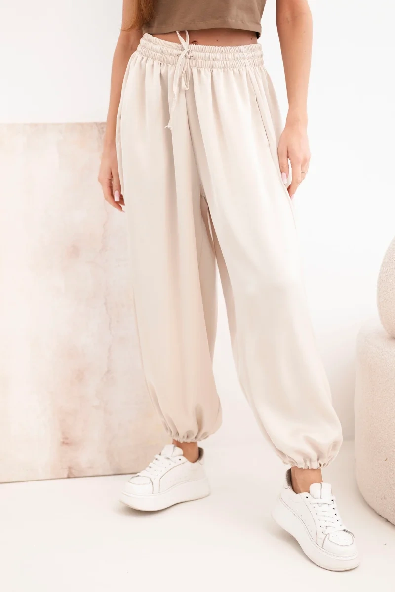 Dámské široké kalhoty s elastickým pasem