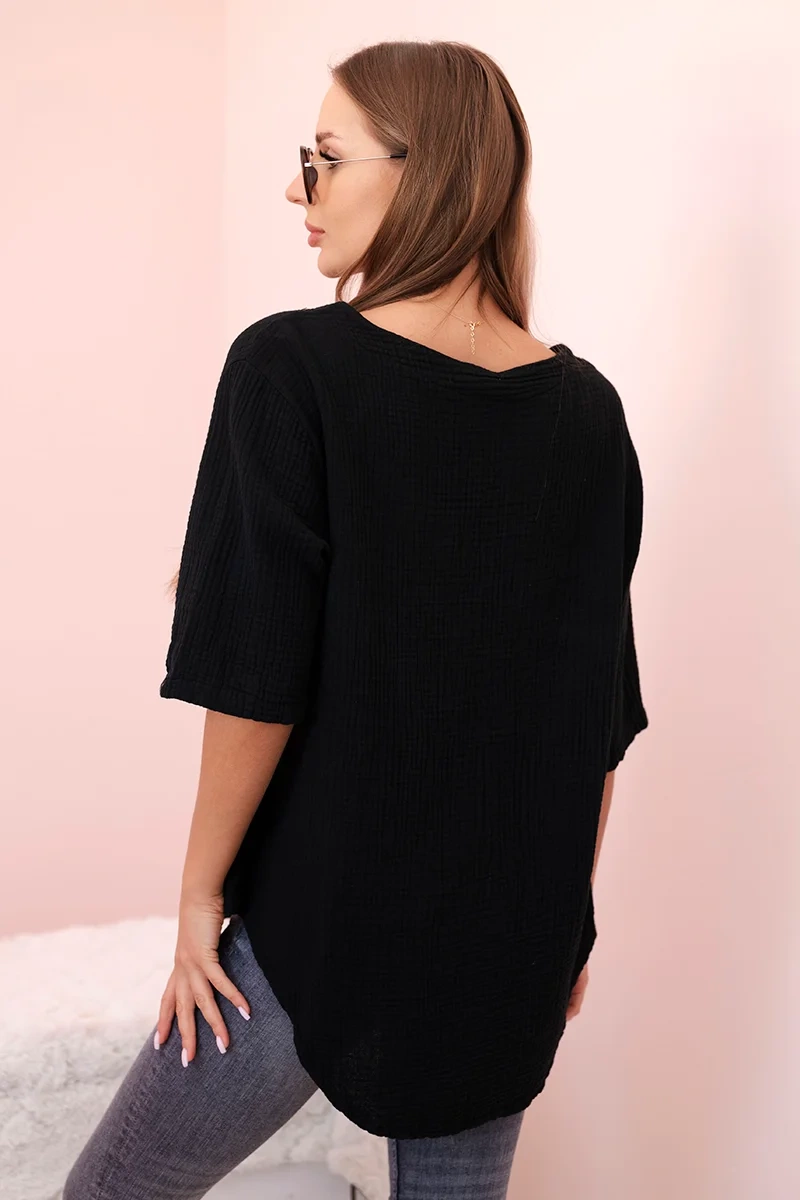 Kesi Włoski Women's muslin shirt with a button black