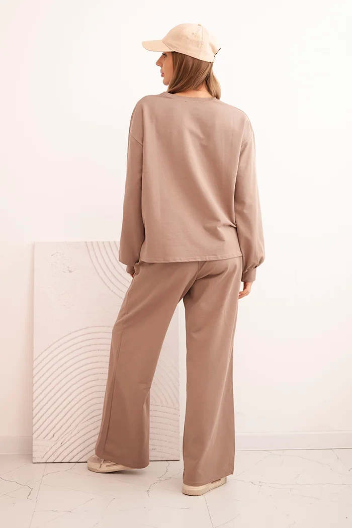 Polski Women&#039;s cotton set with wide-leg pants and long-sleeve sweatshirt fango