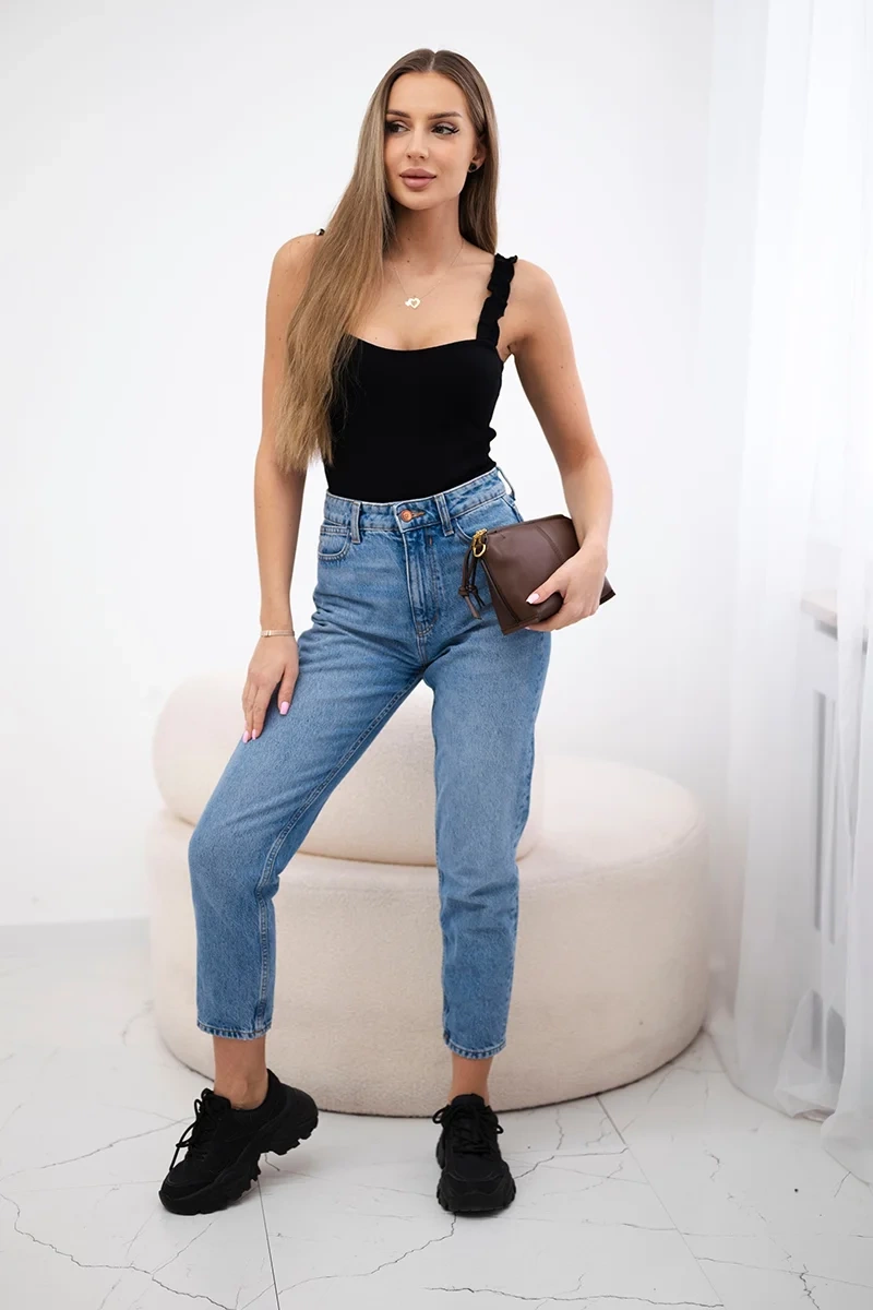 Black nude blouse with straps