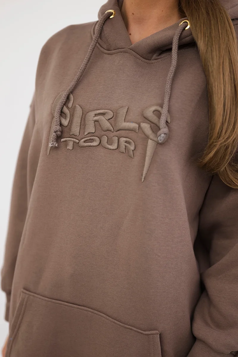 Insulated sweatshirt with embroidered oversize mocca inscription