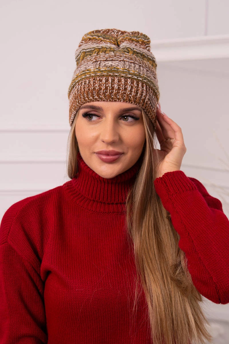 Kesi Čapica s fleece Patrycja K254 kaki + ťava