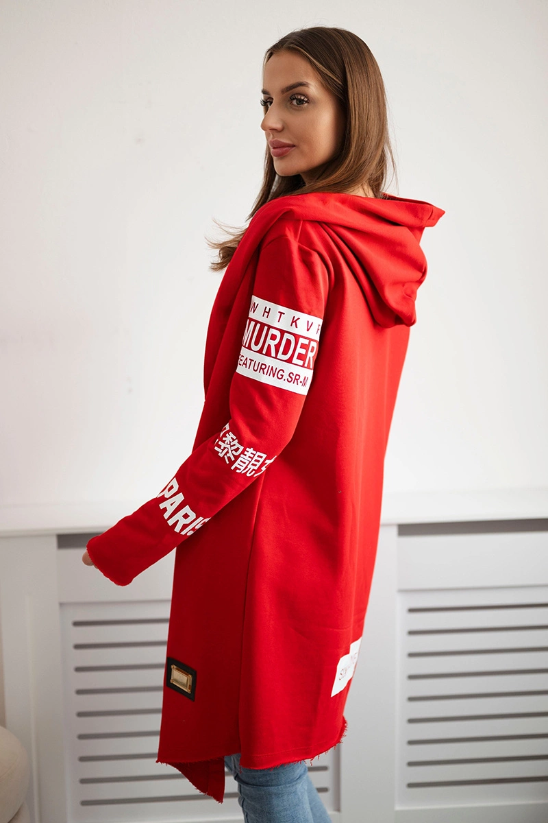 Coat with red subtitles