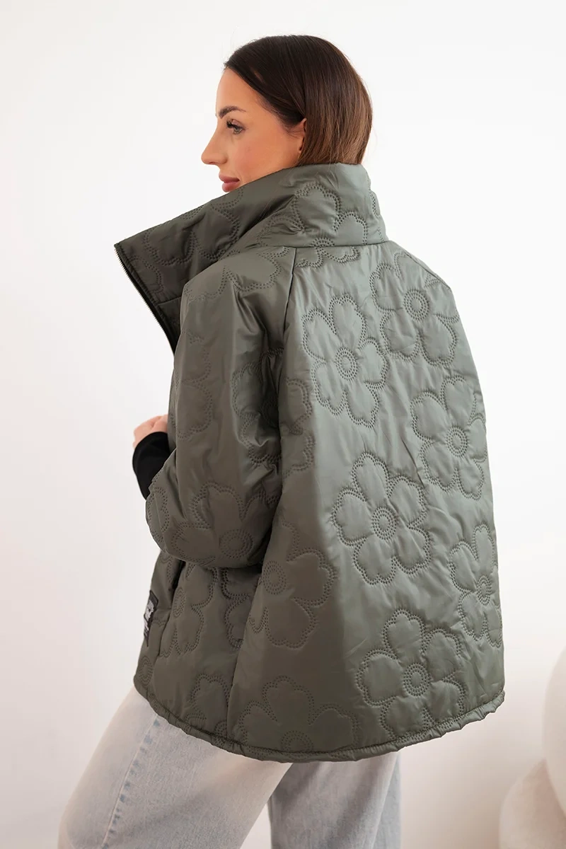 Дамско ватирано яке с флорален мотив