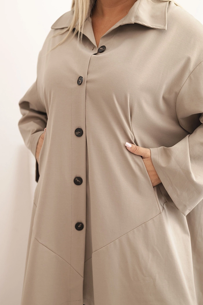 Kesi Włoski Plus Size women's cardigan Punto with cotton and buttons fango