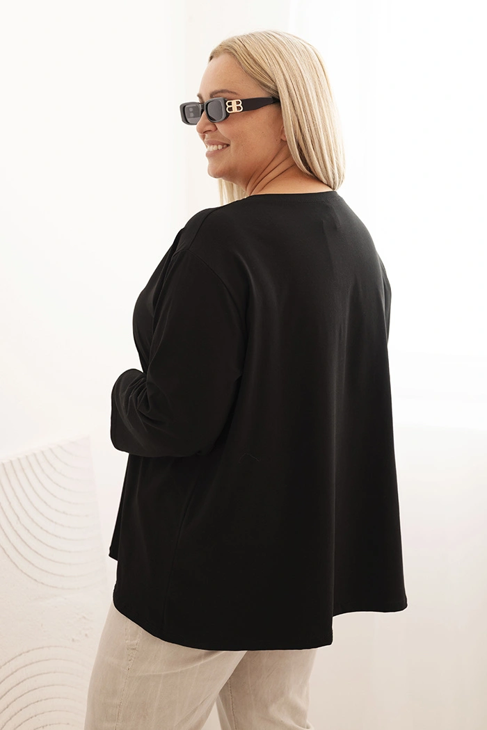 Kesi Włoski Dámska blúzka Plus Size z bavlnou s vreckom a zrolovaným rukávom kiwi