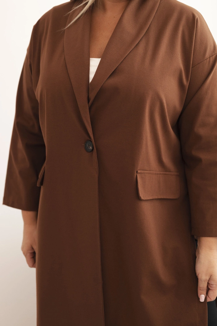 Kesi Włoski Plus Size women's cardigan Punto made of cotton buttoned chocolate