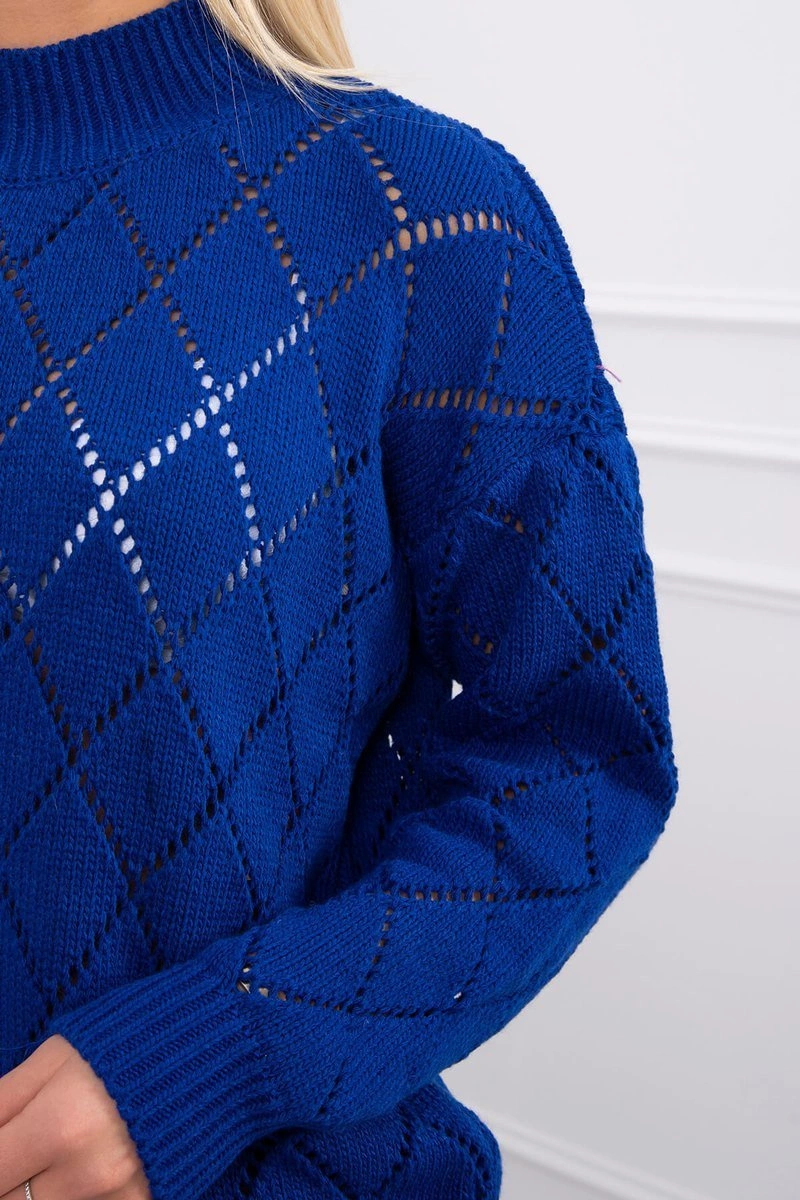 Kesi Sweater high neck with diamond pattern mauve blue