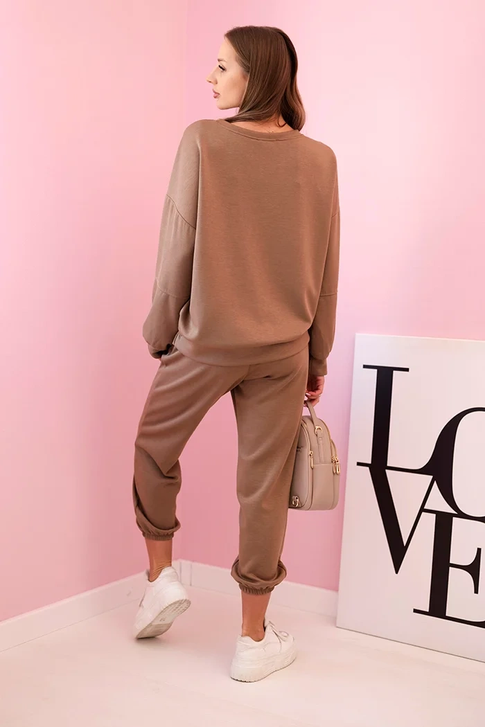 Kesi Włoski Viscose set sweatshirt + pants camel