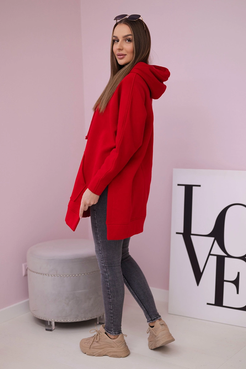 Insulated sweatshirt with red side slits