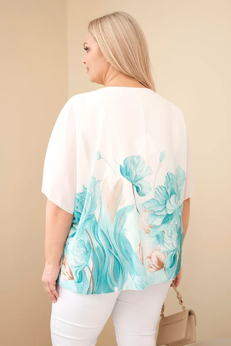 Kesi plus-size blúzka s kvetinovou potlačou