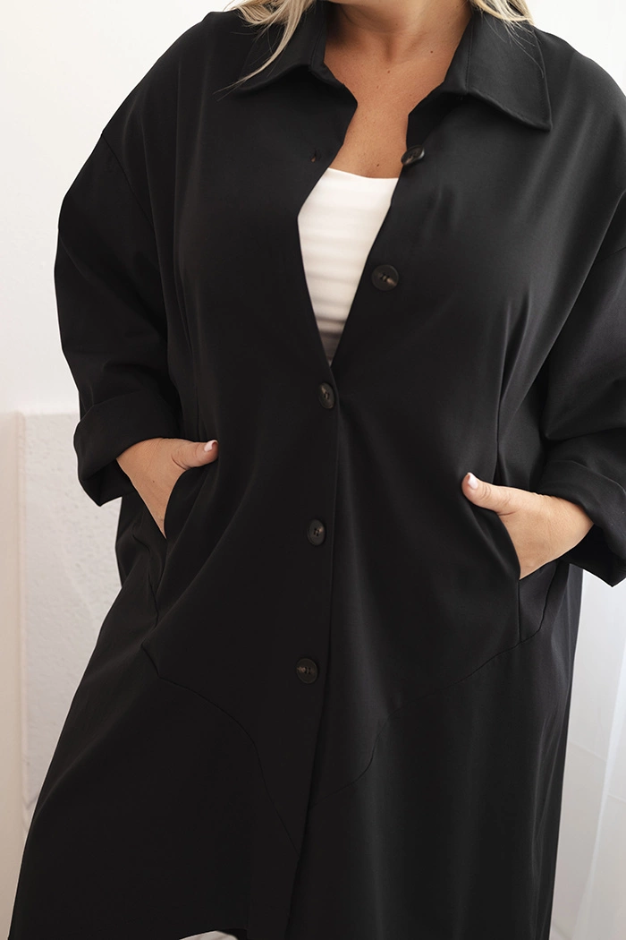 Kesi Włoski Plus Size women's cardigan Punto with cotton and buttons black
