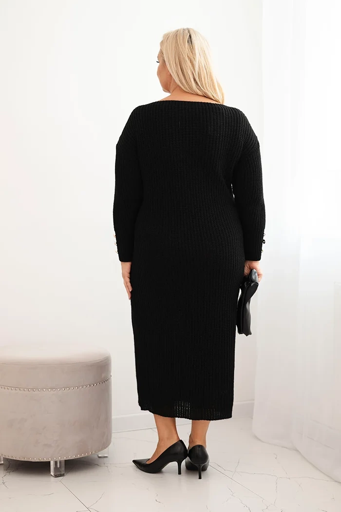 Kesi Włoski Women's Plus Size Sweater Dress with Mohair black